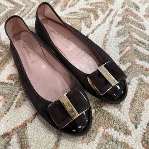 Pretty Ballerinas Brown Flats with Gold Buckle